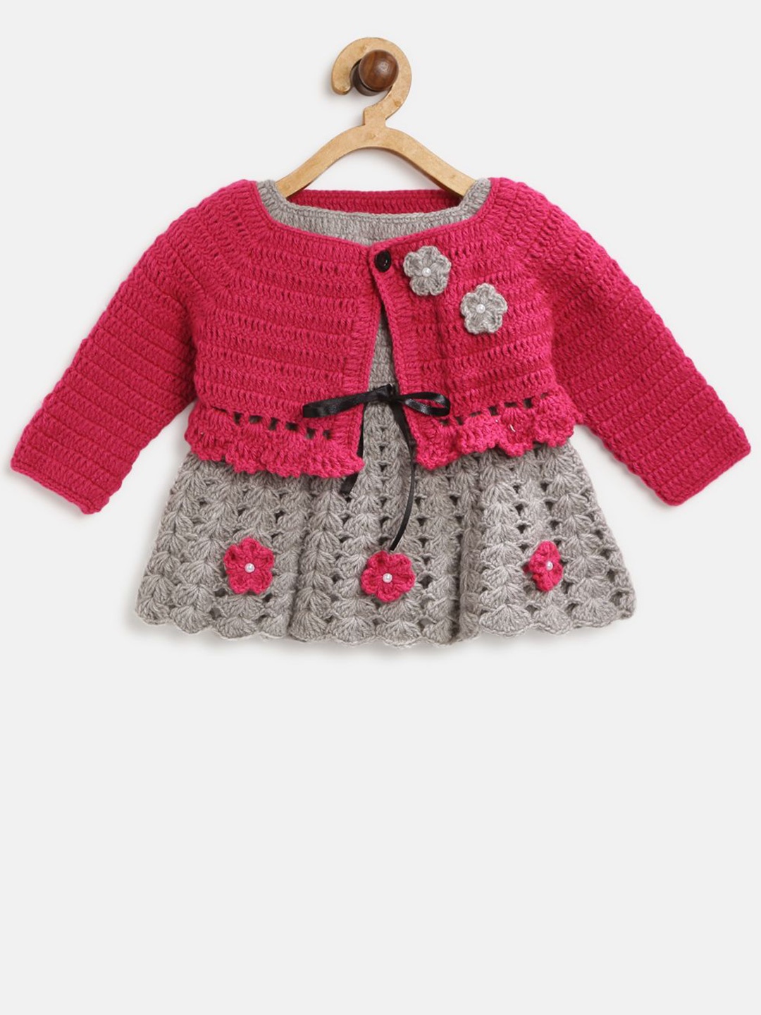 

CHUTPUT Girls Pure Wool Fit & Flare Dress, Grey