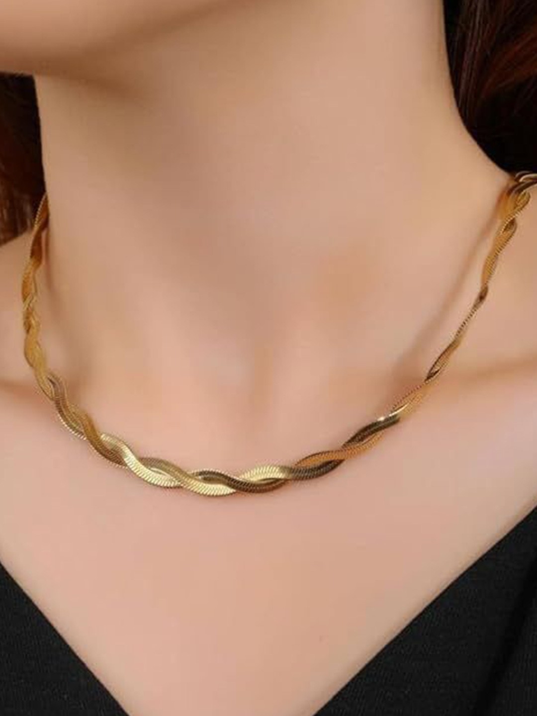 

MEENAZ Stainless Steel Gold-Plated Anti Tarnish Necklace