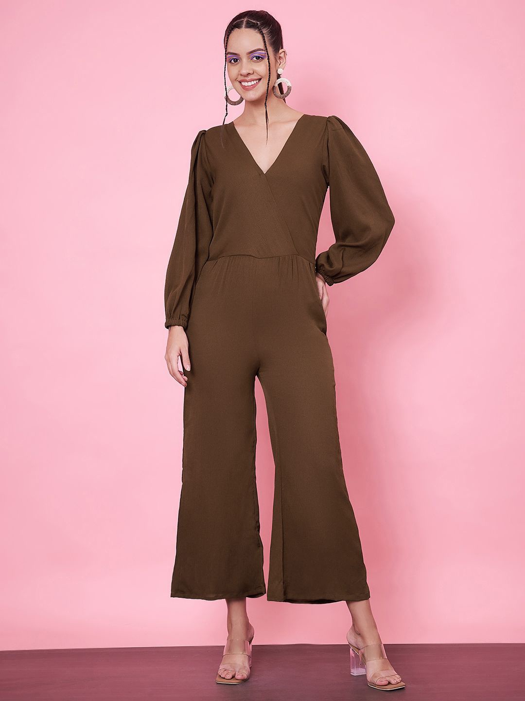 

Kannan Women Solid Basic Jumpsuit, Brown