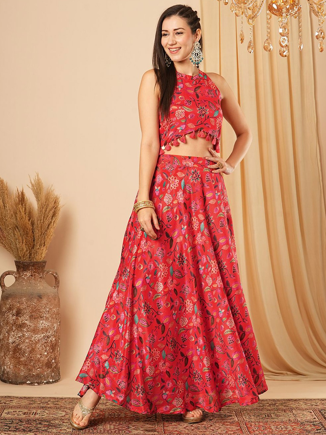 

Globus Printed Top With Skirt Co-Ords, Red