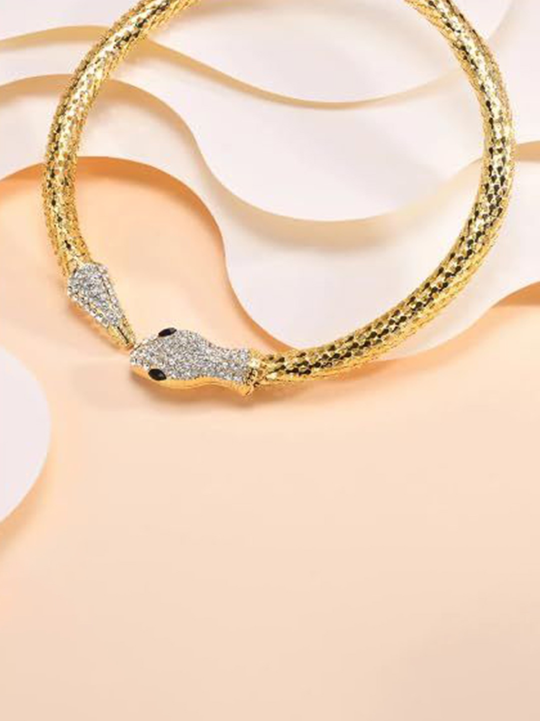 

MEENAZ Gold-Plated Stainless Steel Anti Tarnish American Diamond Choker Necklace