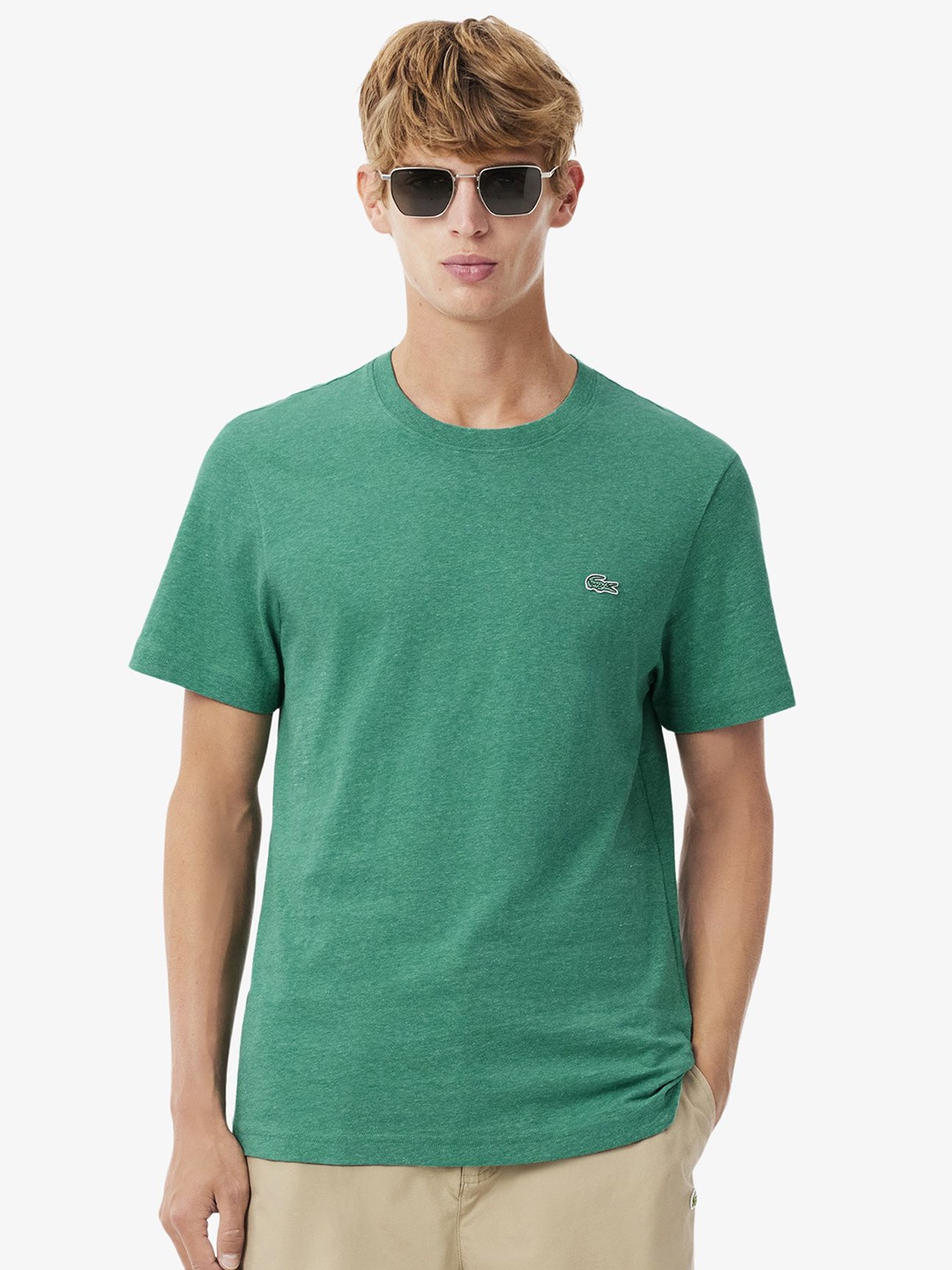 

Lacoste Men Solid Round Neck Cotton T-shirt, Green