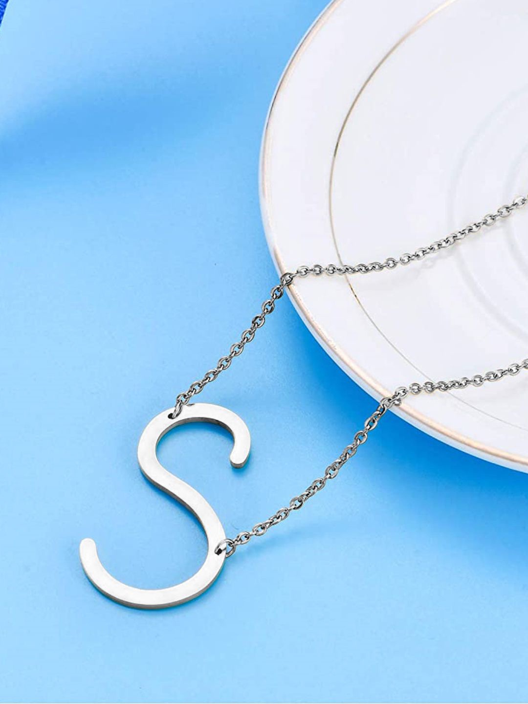 

DressBerry Girls 925 Sterling Silver S Alphabet Pendant with Chain