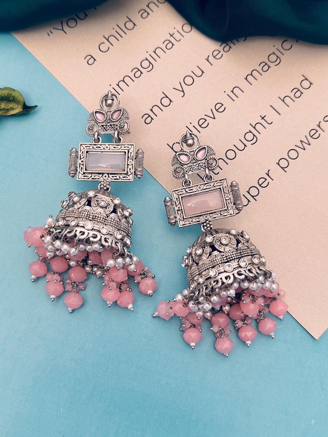 

Sangria Silver Plated Stone Studded & Beaded Drop Earrings