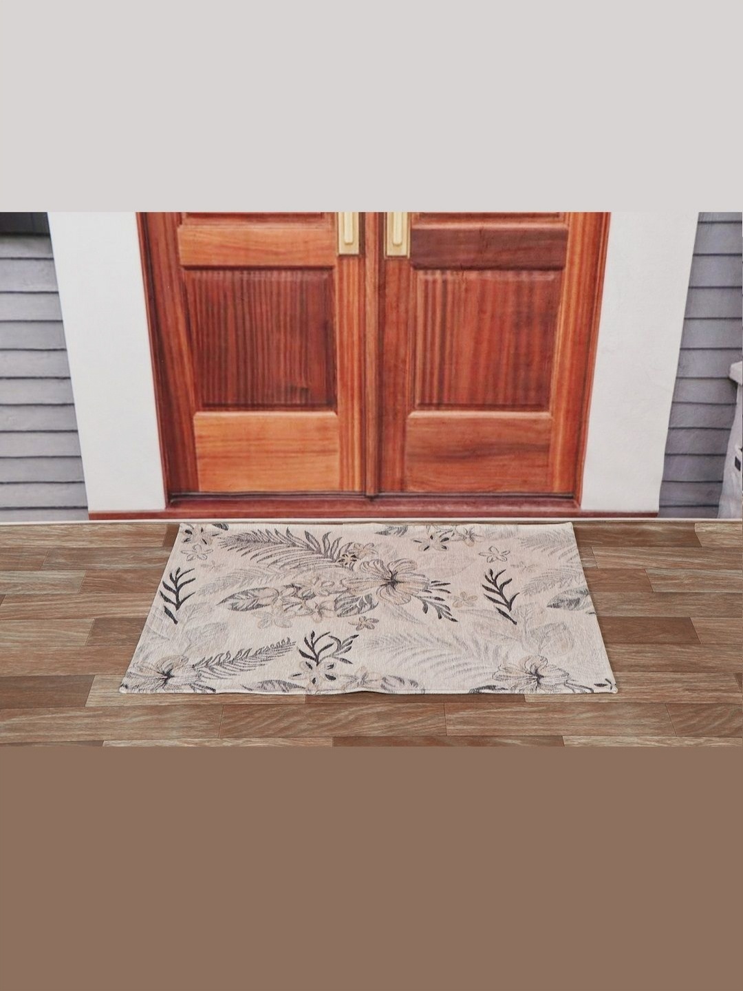 

BELLA TRUE Beige & Grey Printed Anti-Skid Doormat