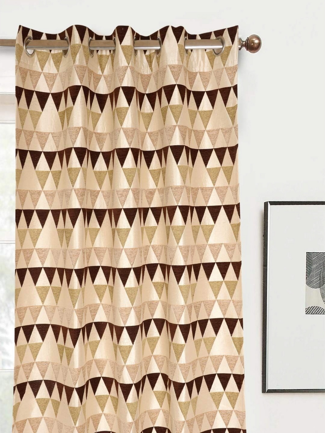 

Saral Home Brown & Black Geometric Black Out Long Door Curtain