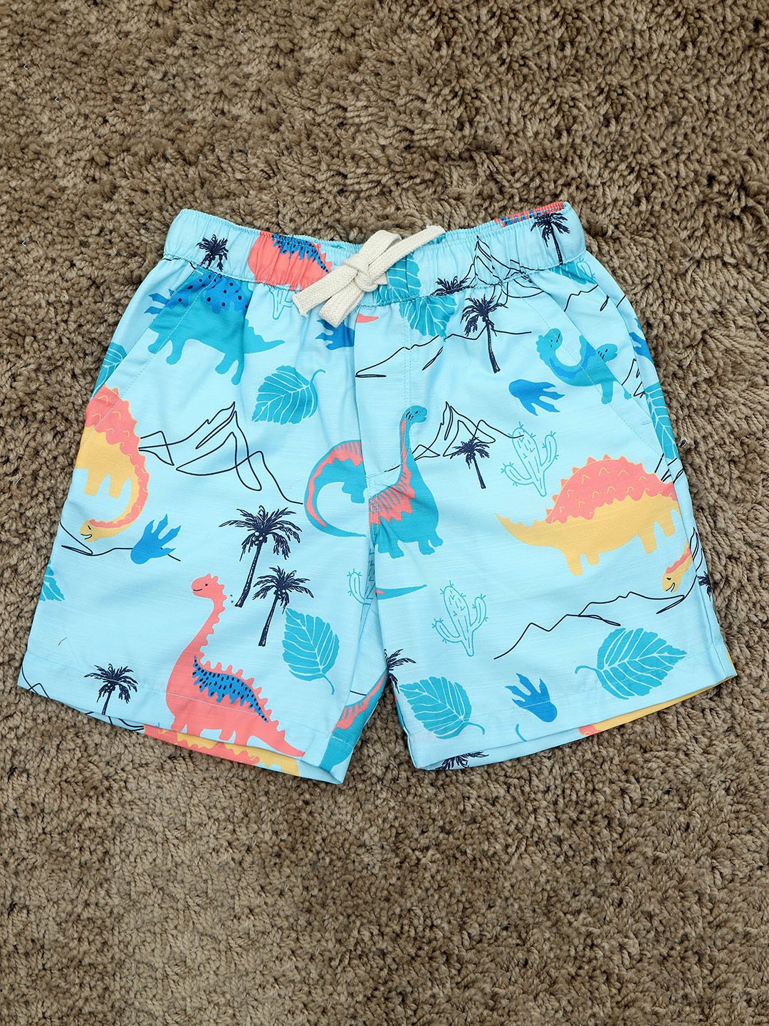 

The Lion and The Fish Blue Relaxed Fit Dinosaur Print Drawstring Shorts