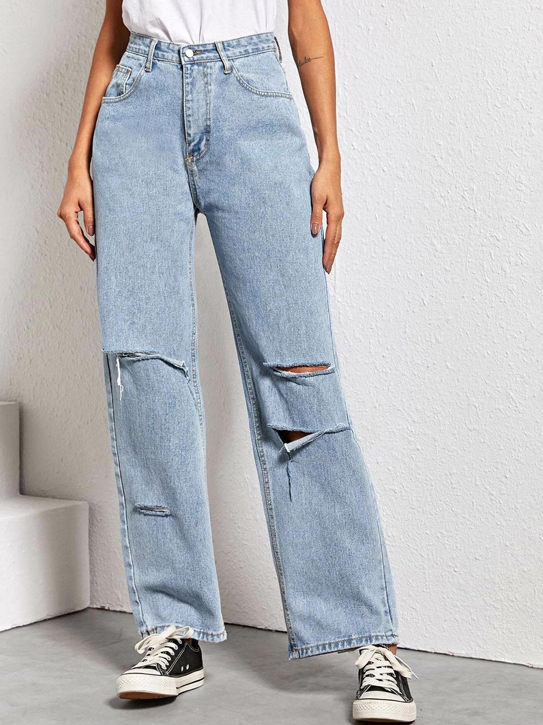

Kotty Women Straight Fit High-Rise Cotton Stretchable Jeans, Blue