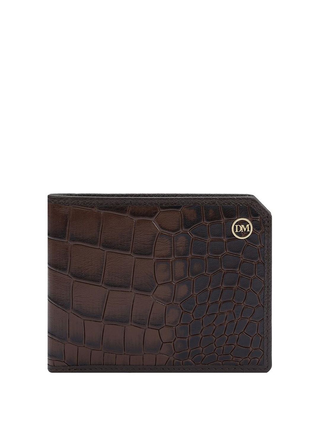 

Da Milano Men Textured Leather Two Fold Wallet, Brown