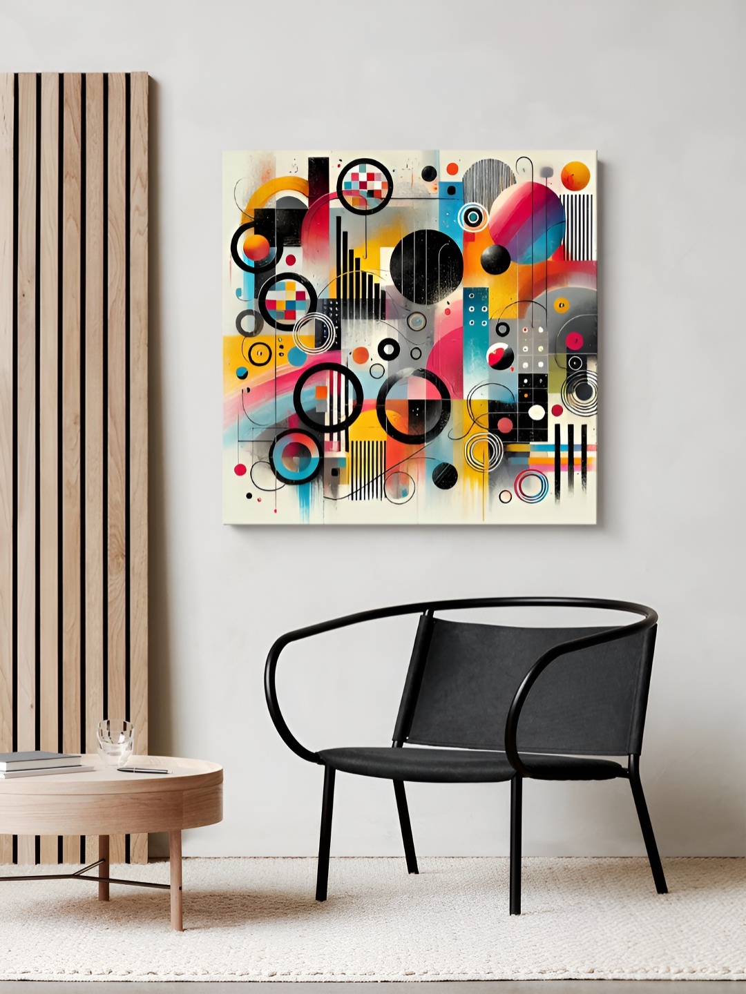 

999Store White & Black Printed Canvas Abstract Painting Wall Art
