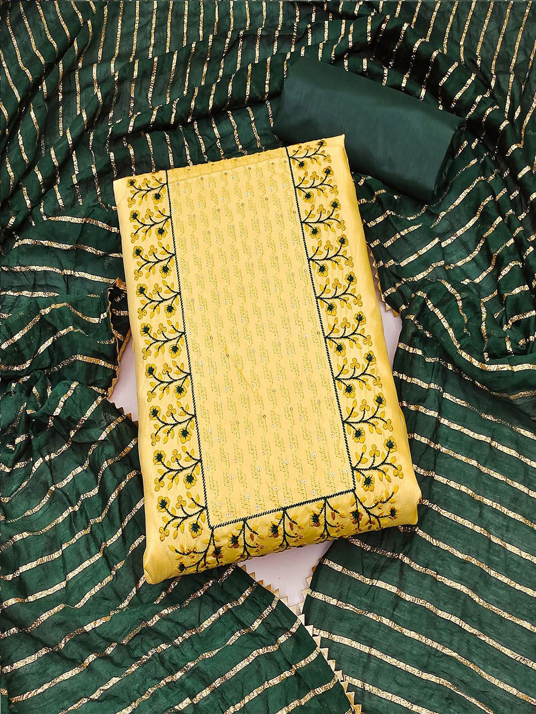 

MISS VERVE Unstitched Dress Material, Yellow