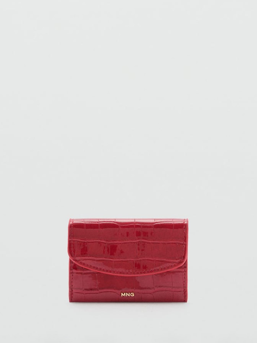 

MANGO Women Croc Textured Envelope Wallet, Red