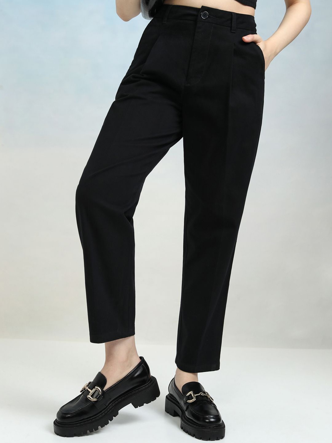 

Tokyo Talkies Women Easy Wash Trousers, Black