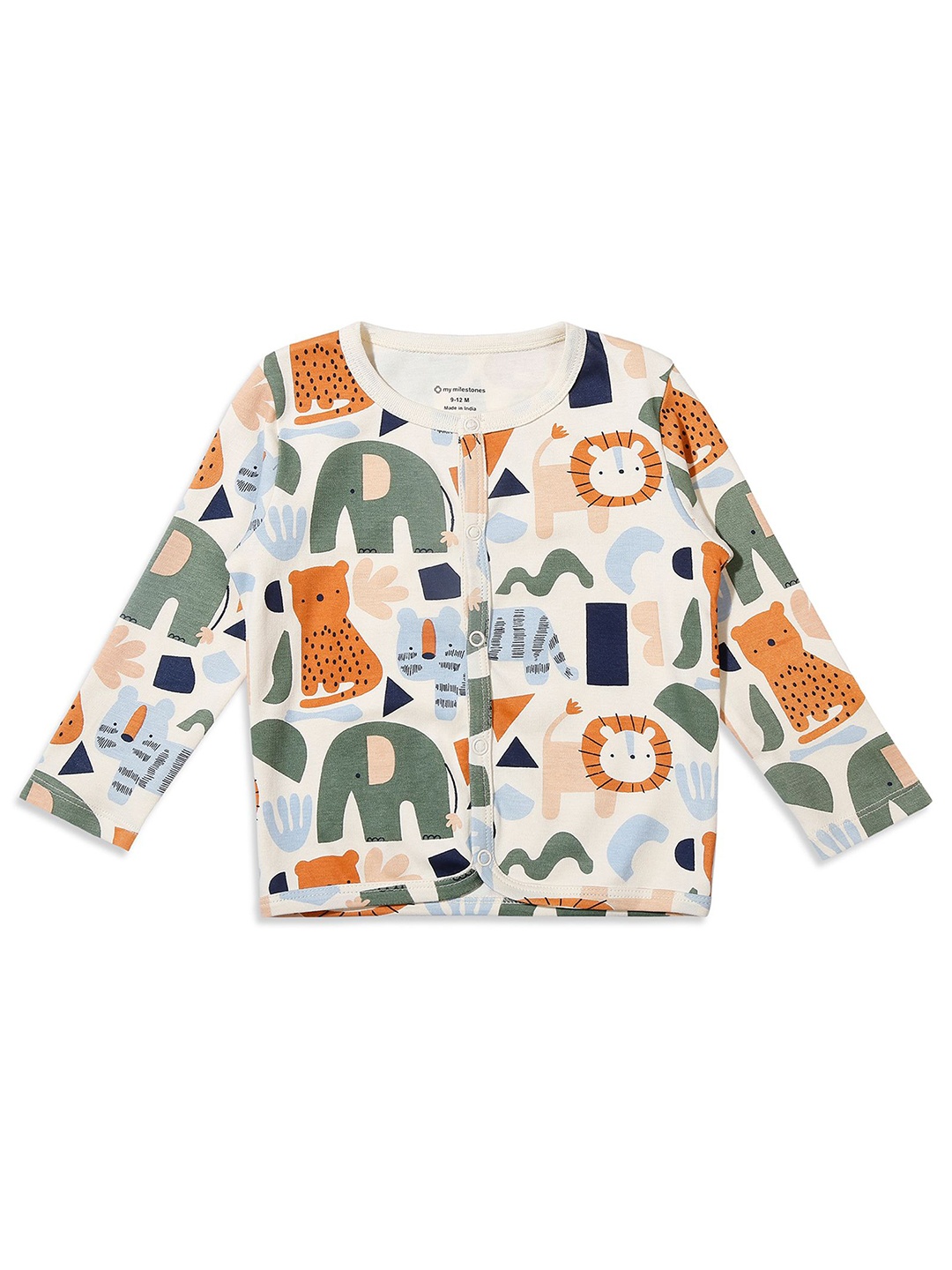 

My Milestones Boys Conversational Printed Round Neck Pure Cotton T-shirt, Beige
