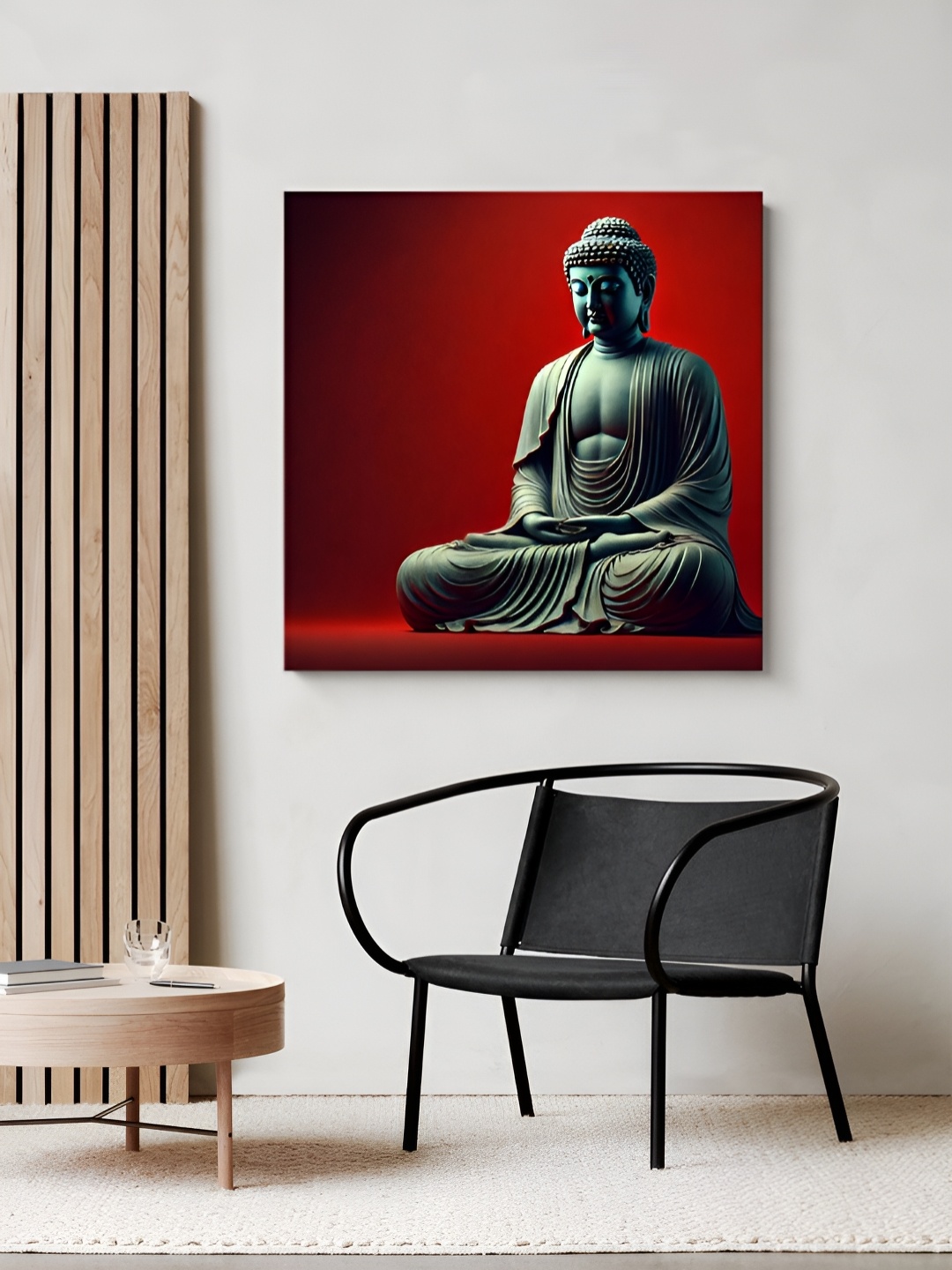 

999Store Red & Grey Buddha Printed Religious Canvas Painting Wall Art