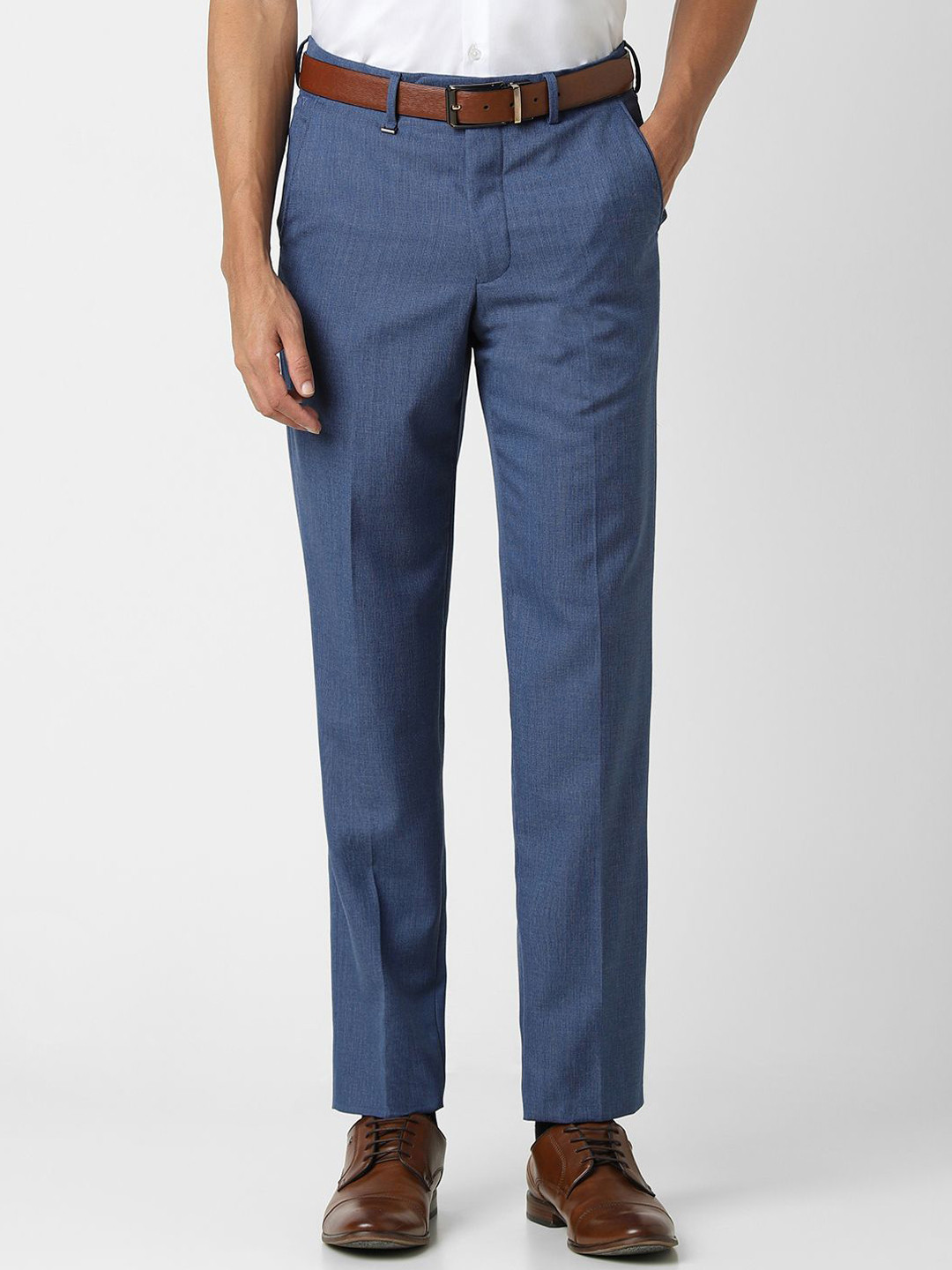 

Van Heusen Men Textured Printed Trousers, Blue