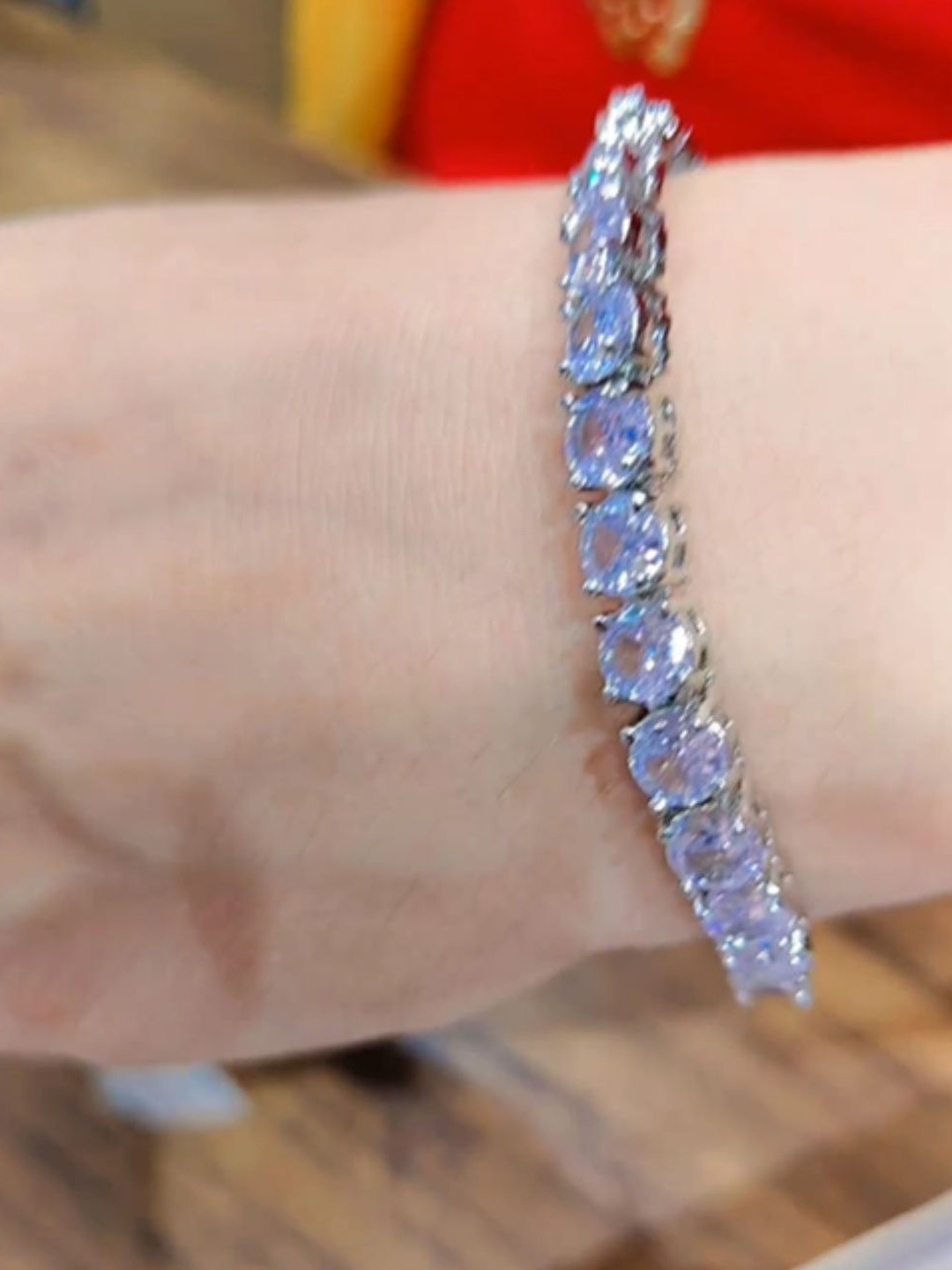 

CARDINAL Silver-Plated American Diamond Studded Link Bracelet