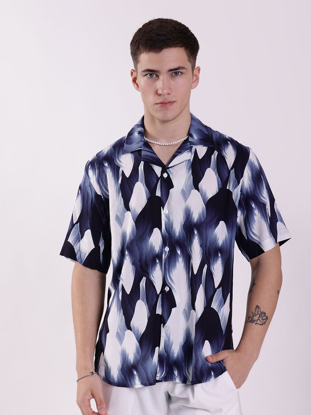 

RAYONBAY Men Relaxed Opaque Printed Casual Shirt, Blue