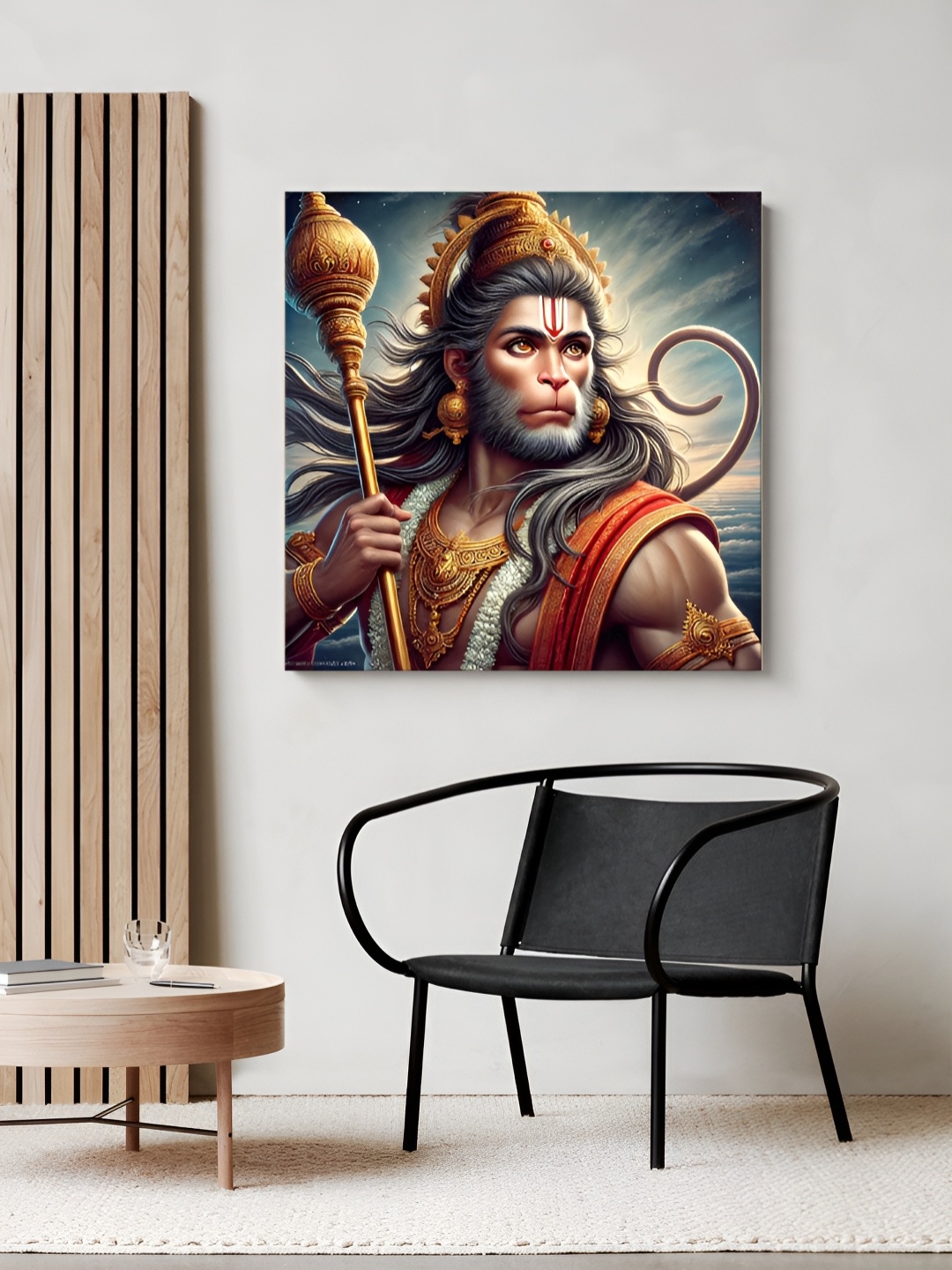 

999Store Brown & Grey Lord Hanuman Canvas Wall Art