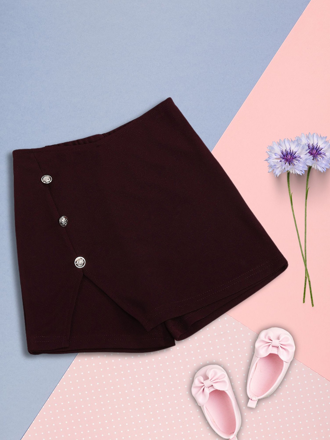 

ADDYVERO Kids Girls High-Rise Skirts, Maroon