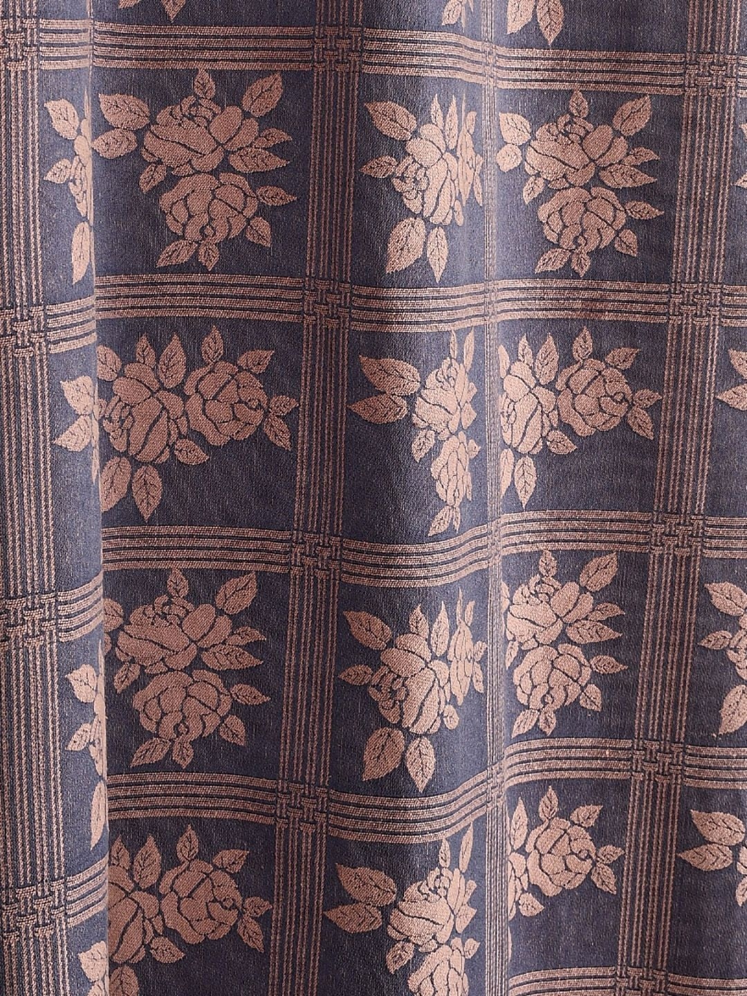 

Saral Home Blue & Beige Floral Room Darkening Cotton Window Curtain