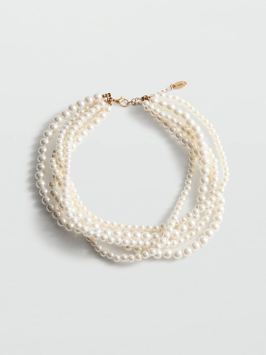 

MANGO Layered Beaded Necklace, Off white