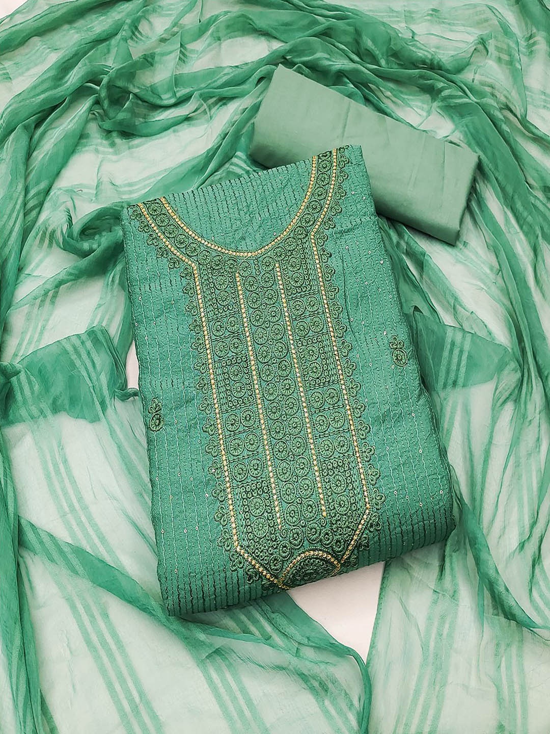 

MISS VERVE Unstitched Dress Material, Green