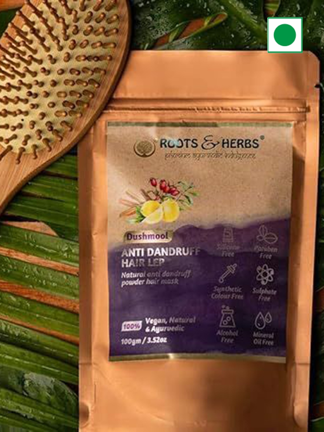 

ROOTS & HERBS Dushmool Anti Dandruff Hair Lep- 100 g, Brown