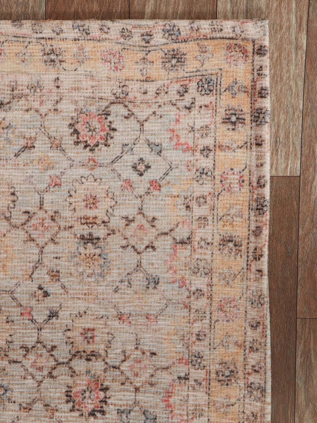 

BELLA TRUE Beige Printed Anti-Skid Doormats, Brown