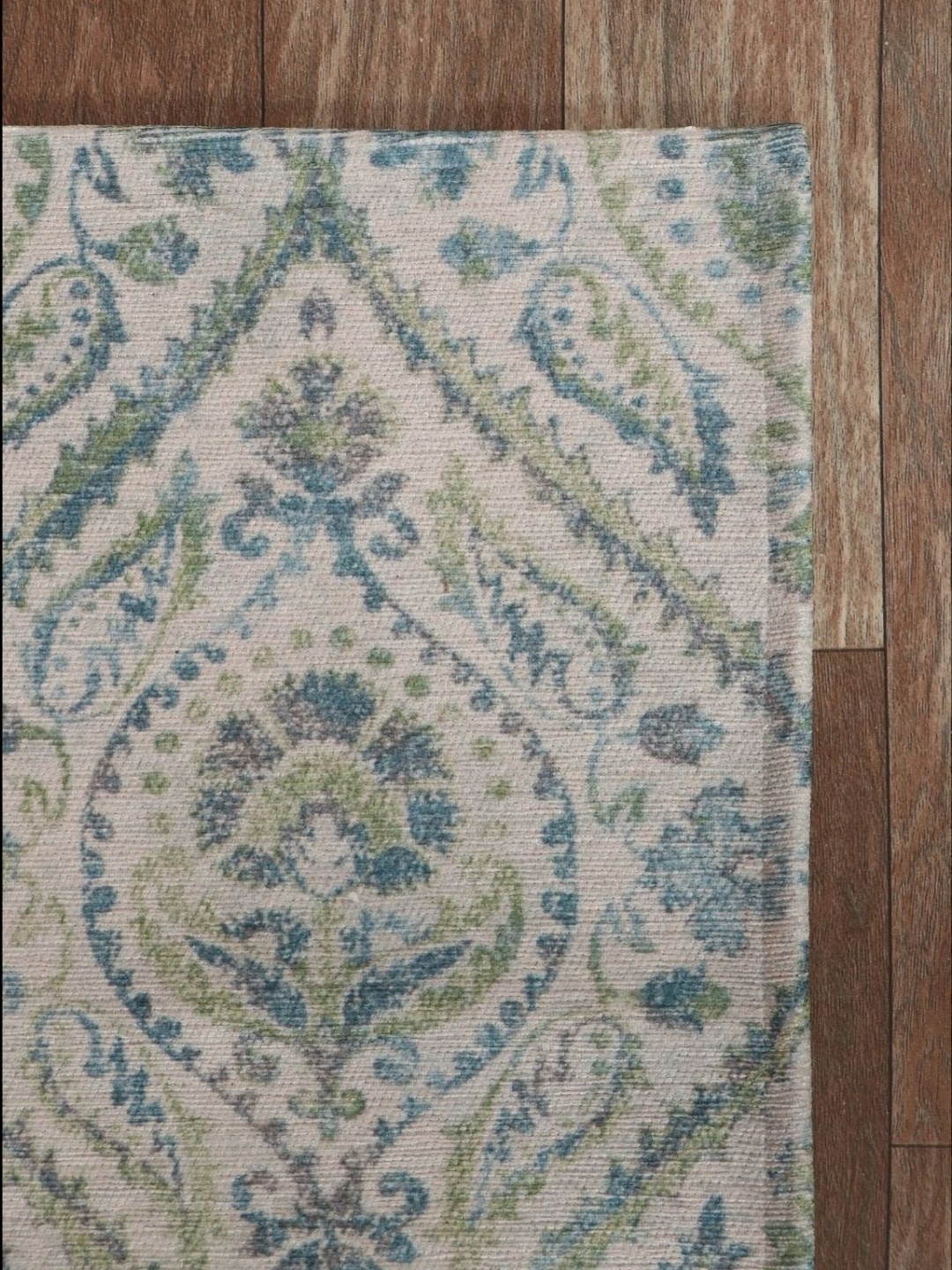 

BELLA TRUE Beige & Blue Printed Anti-Skid Doormat