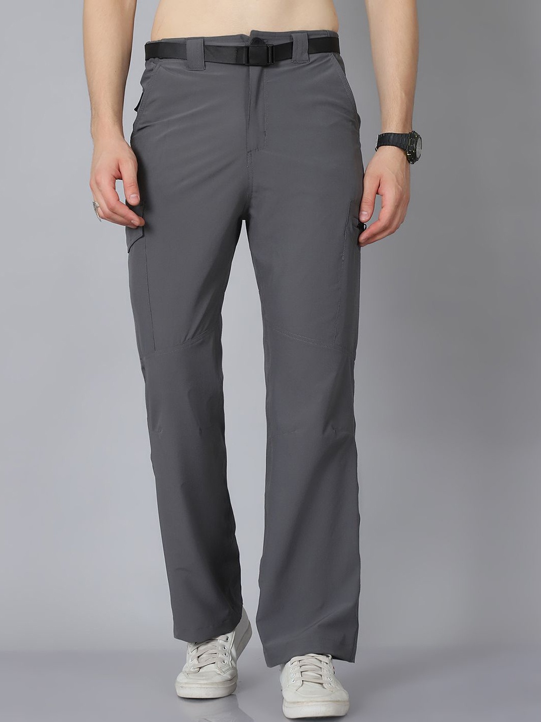 

HOUSE OF VEDAS Men Comfort Easy Wash Cargos Trousers, Grey