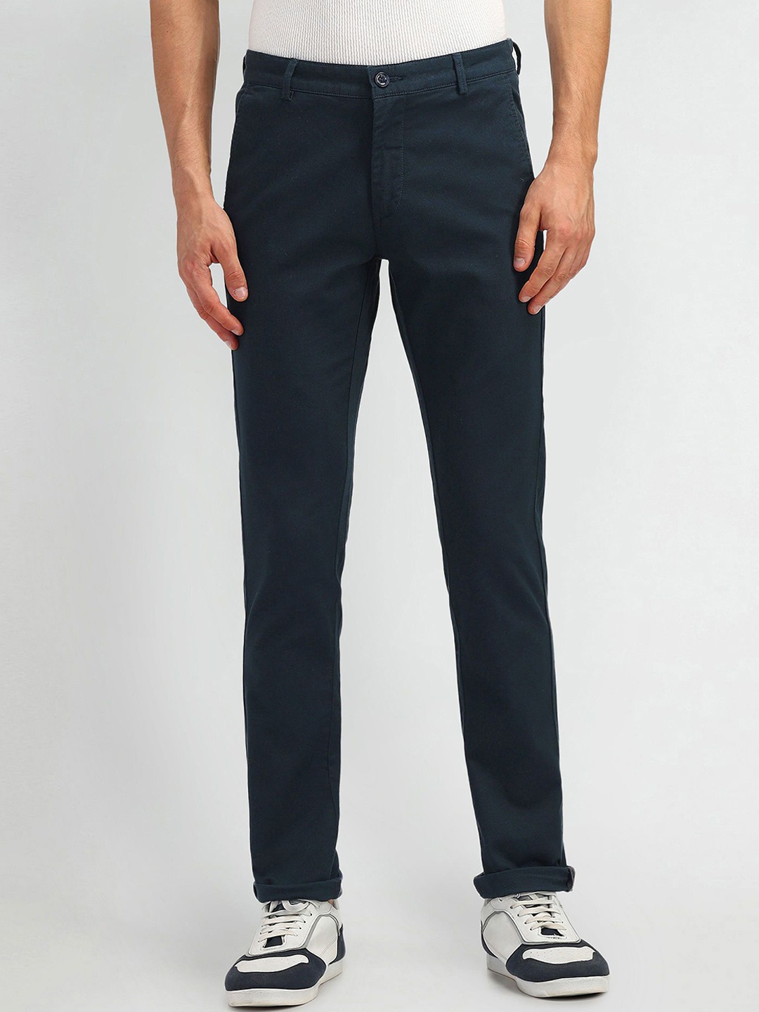 

Arrow Sport Men Urban Slim Slim Fit High-Rise Trousers, Blue