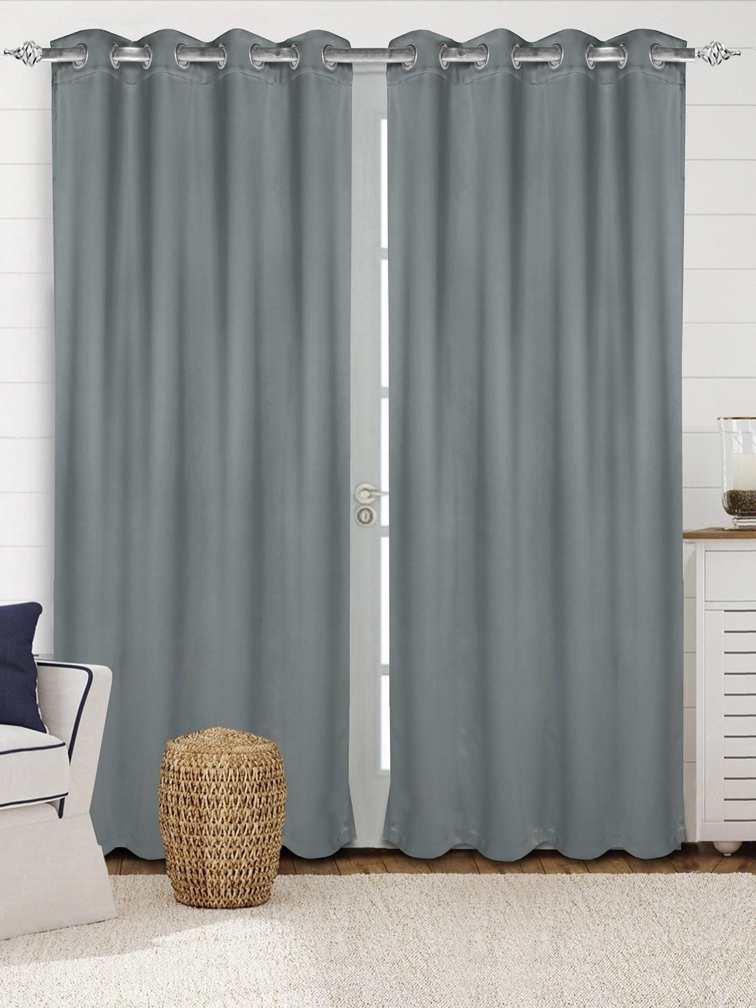 

Saral Home Black 2 Pieces Velvet Black Out Door Curtains