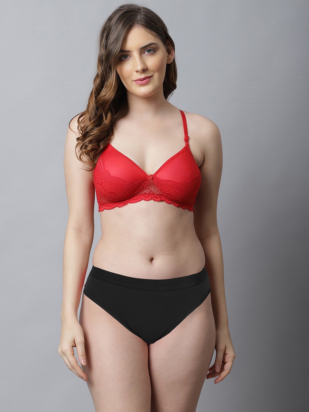 

Aamarsh Women Pack Of 2 Self-Design Lightly Padded Lingerie AD_B-Hafiz-Set2, Red