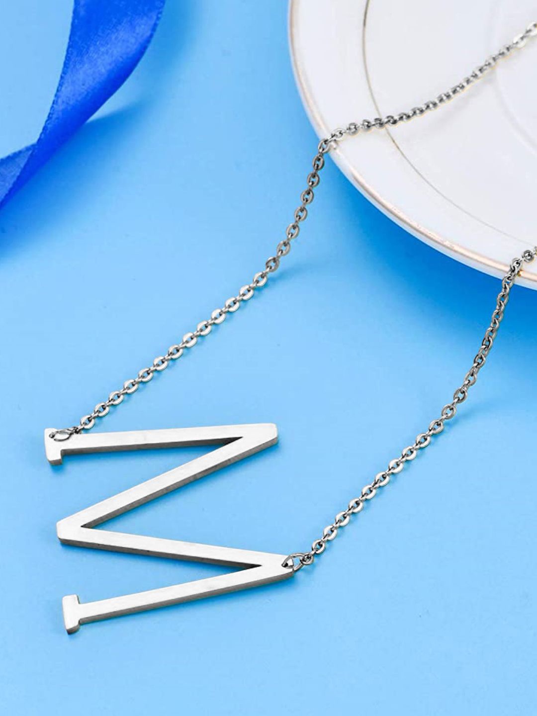 

DressBerry Girls 925 Sterling Silver M Alphabet Pendant with Chain