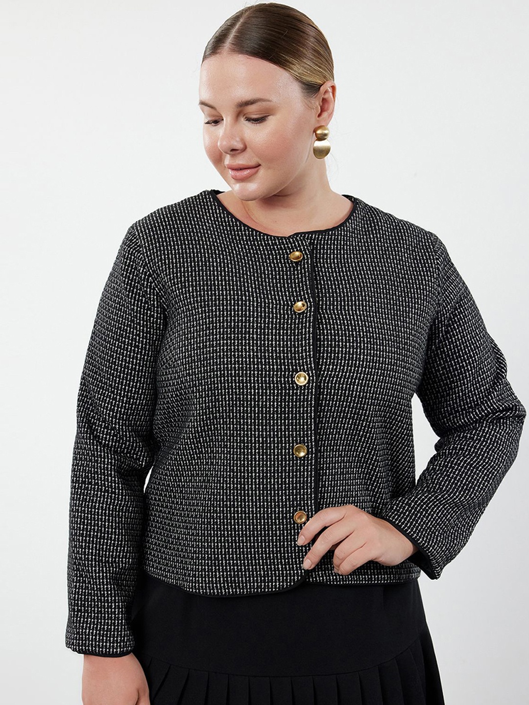 

Trendyol Women Crop Tailored Jacket with Patchwork, Na