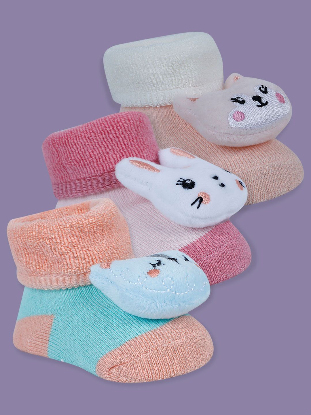 

Baby Moo Girls Cotton Booties, Peach