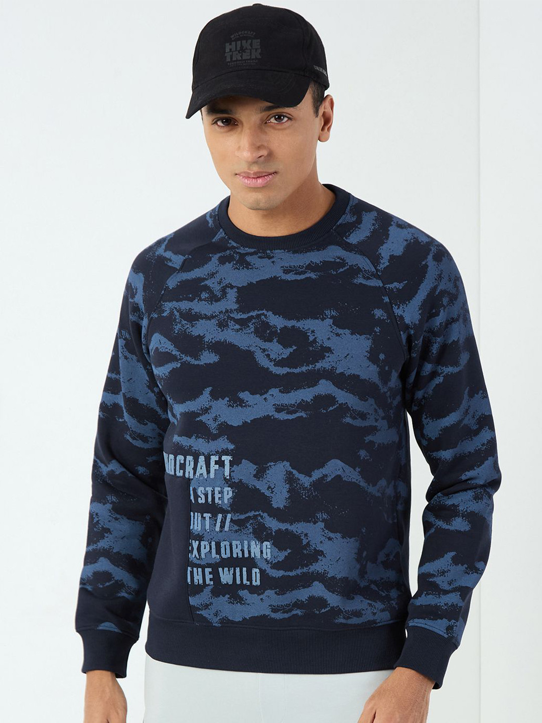 

Wildcraft Men Graphic Printed Round Neck Cotton Pullover Sweatshirt, Blue