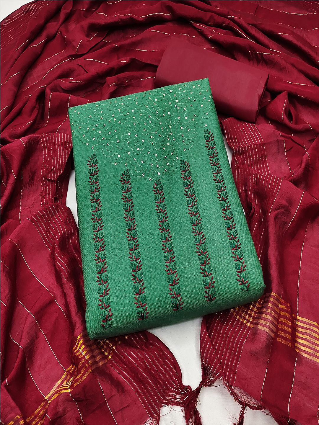 

MISS VERVE Unstitched Dress Material, Green