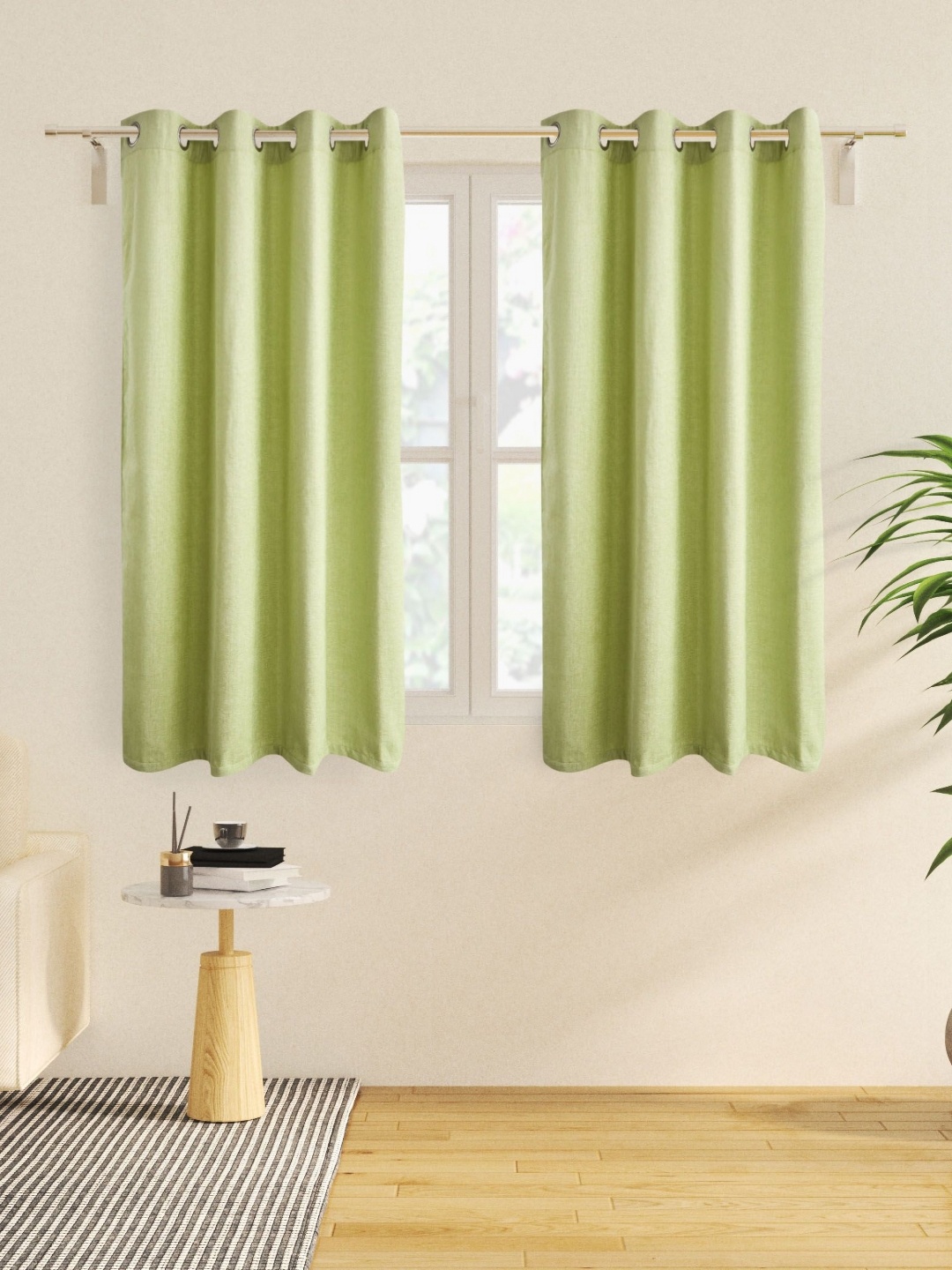 

Home Centre Moda Chenille Green Room Darkening Window Curtain