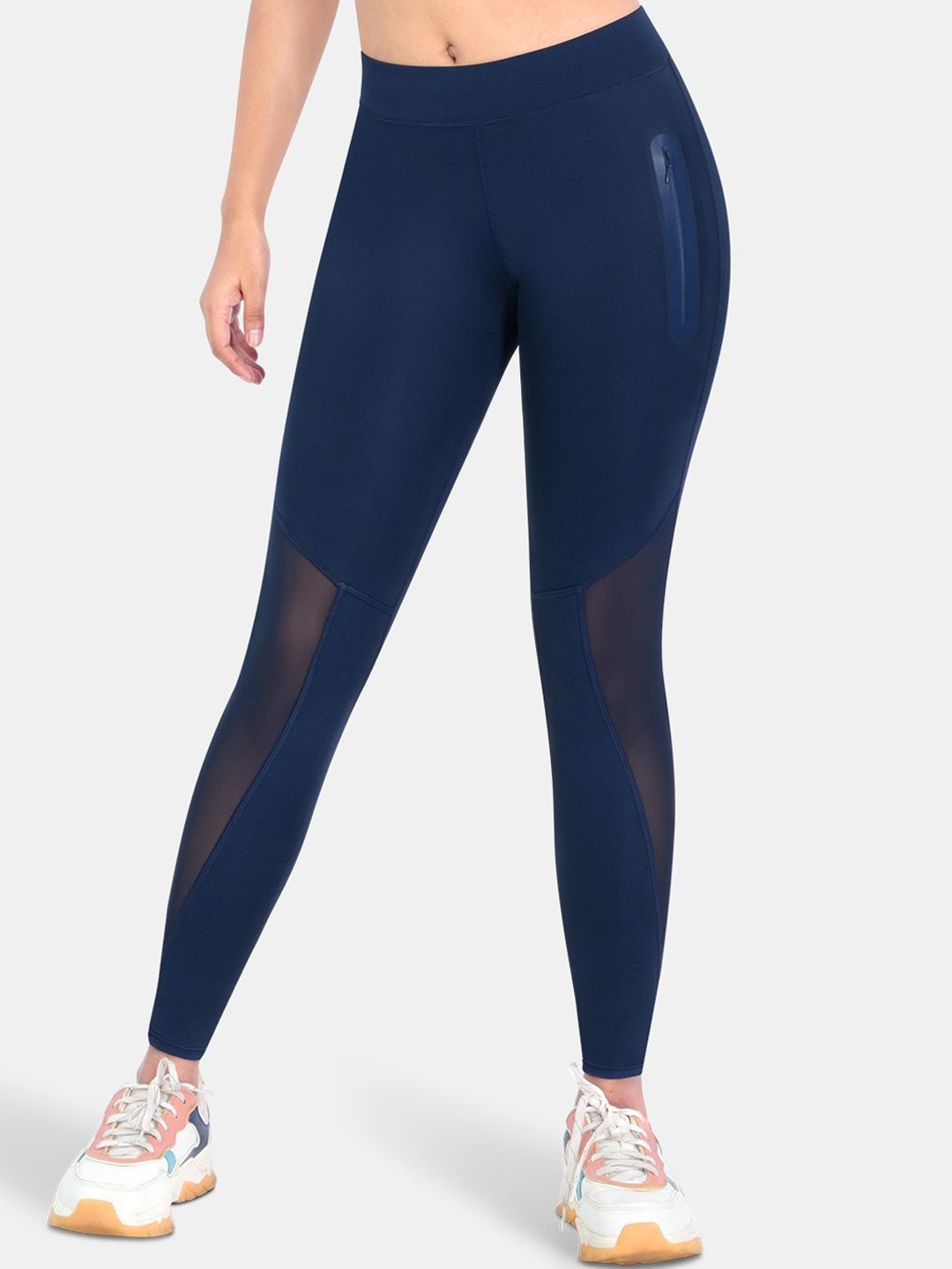 

Dermawear Women Slim-Fit Ankle-Length Gym Tights, Navy blue