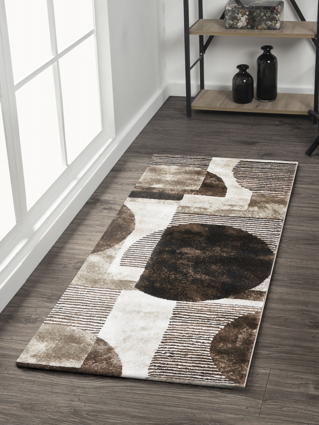

OBSESSIONS Brown & Beige Printed Geometric Bedside Runners