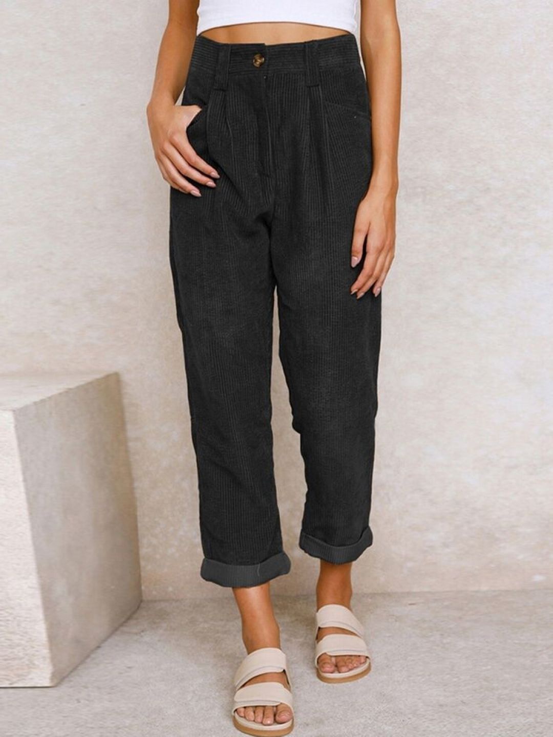 

KPOP Women Original Casual Regular Trousers, Black