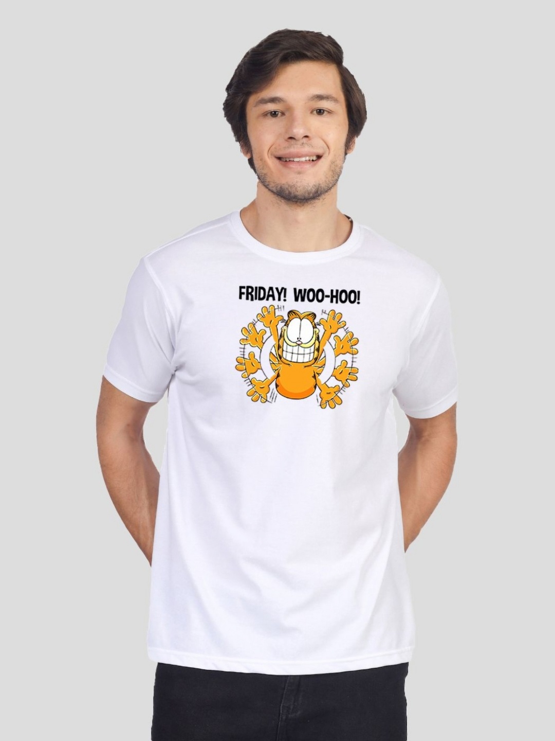 

Greylongg Men Graphic Printed Round Neck Cotton T-shirt, White