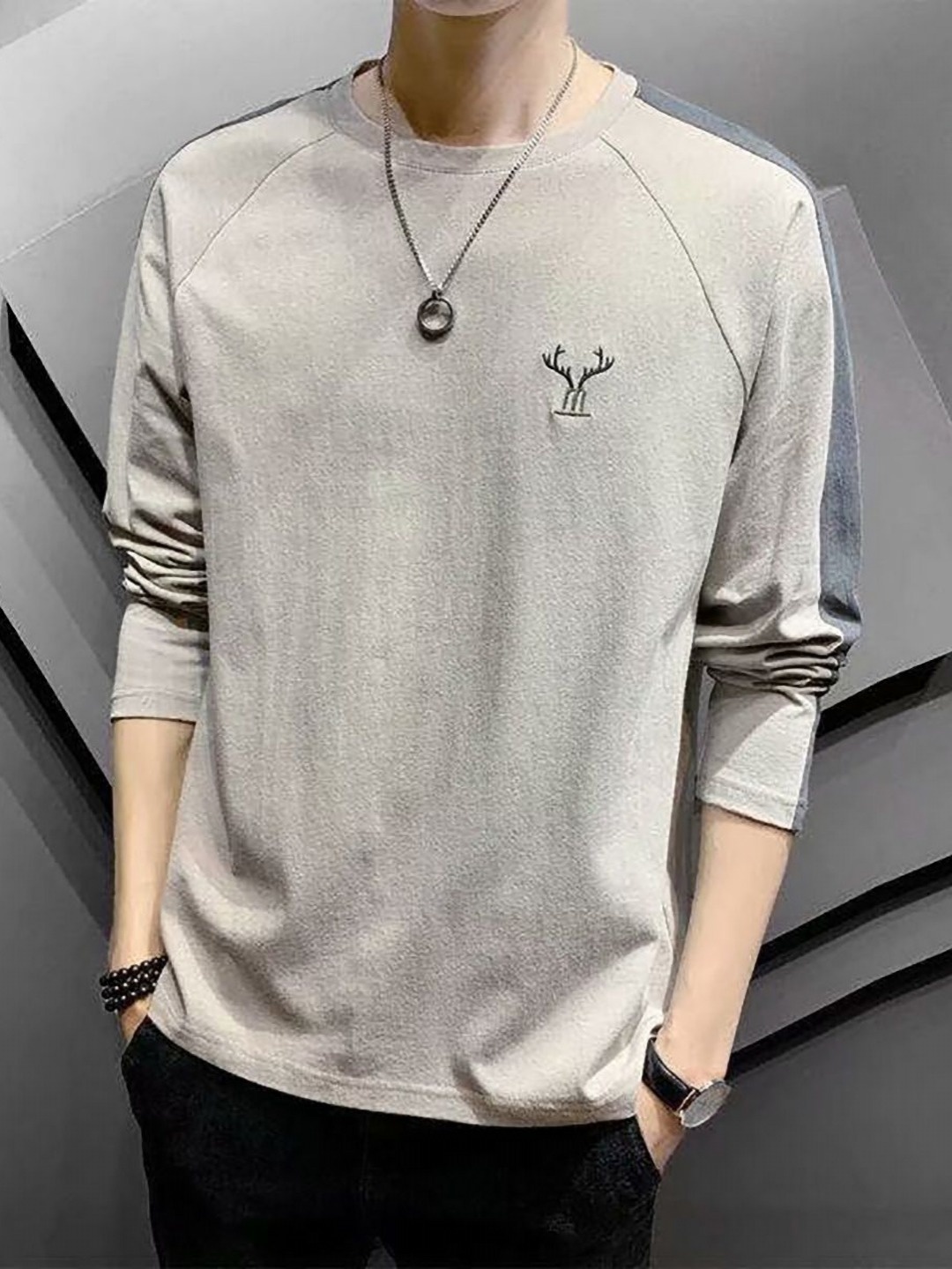 

StyleCast x Revolte Men Solid Round Neck T-shirt, Beige