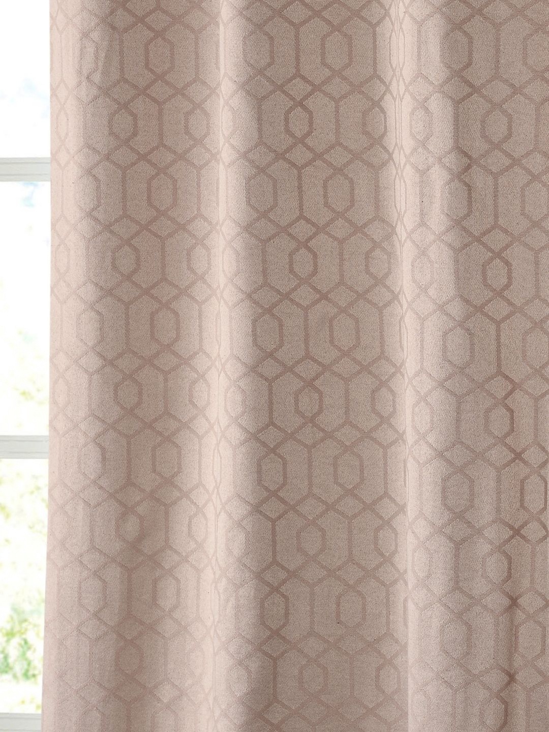 

Saral Home Beige 2 Pieces Geometric Room Darkening Window Curtain