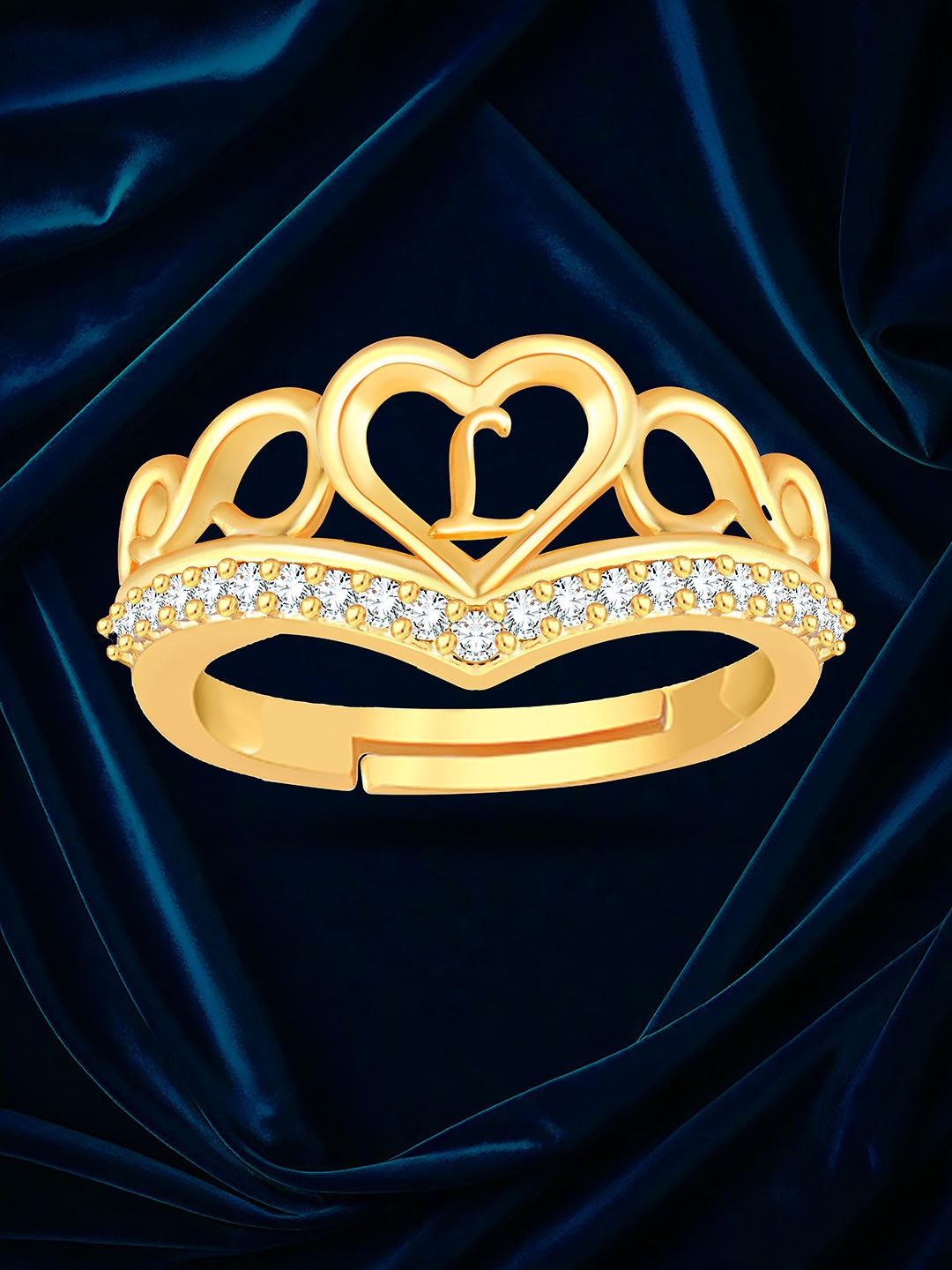 

Heer Collection Gold-Plated AD Studded Adjustable Finger Ring