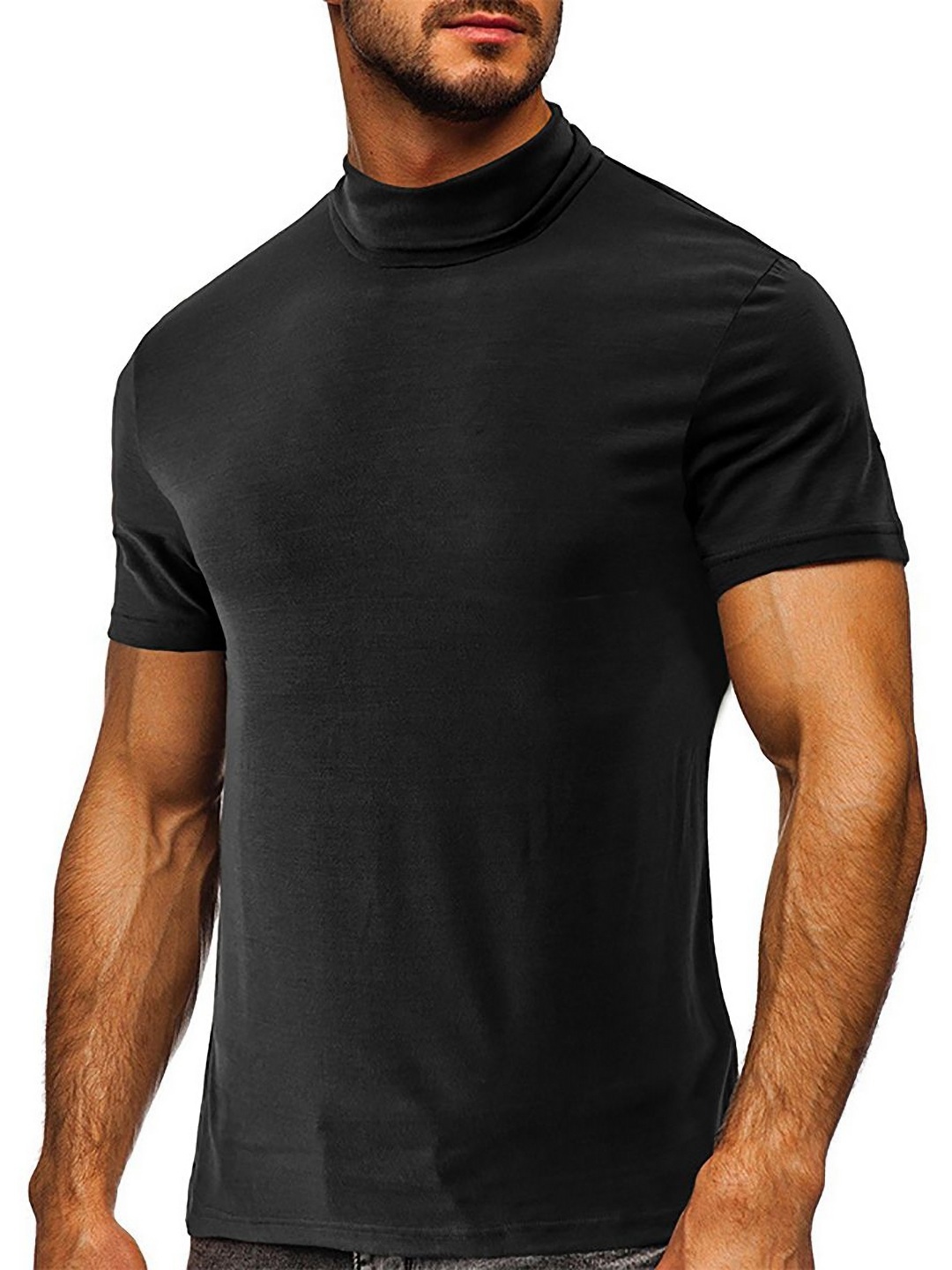 

StyleCast x Revolte Men Solid High Neck T-shirt, Black