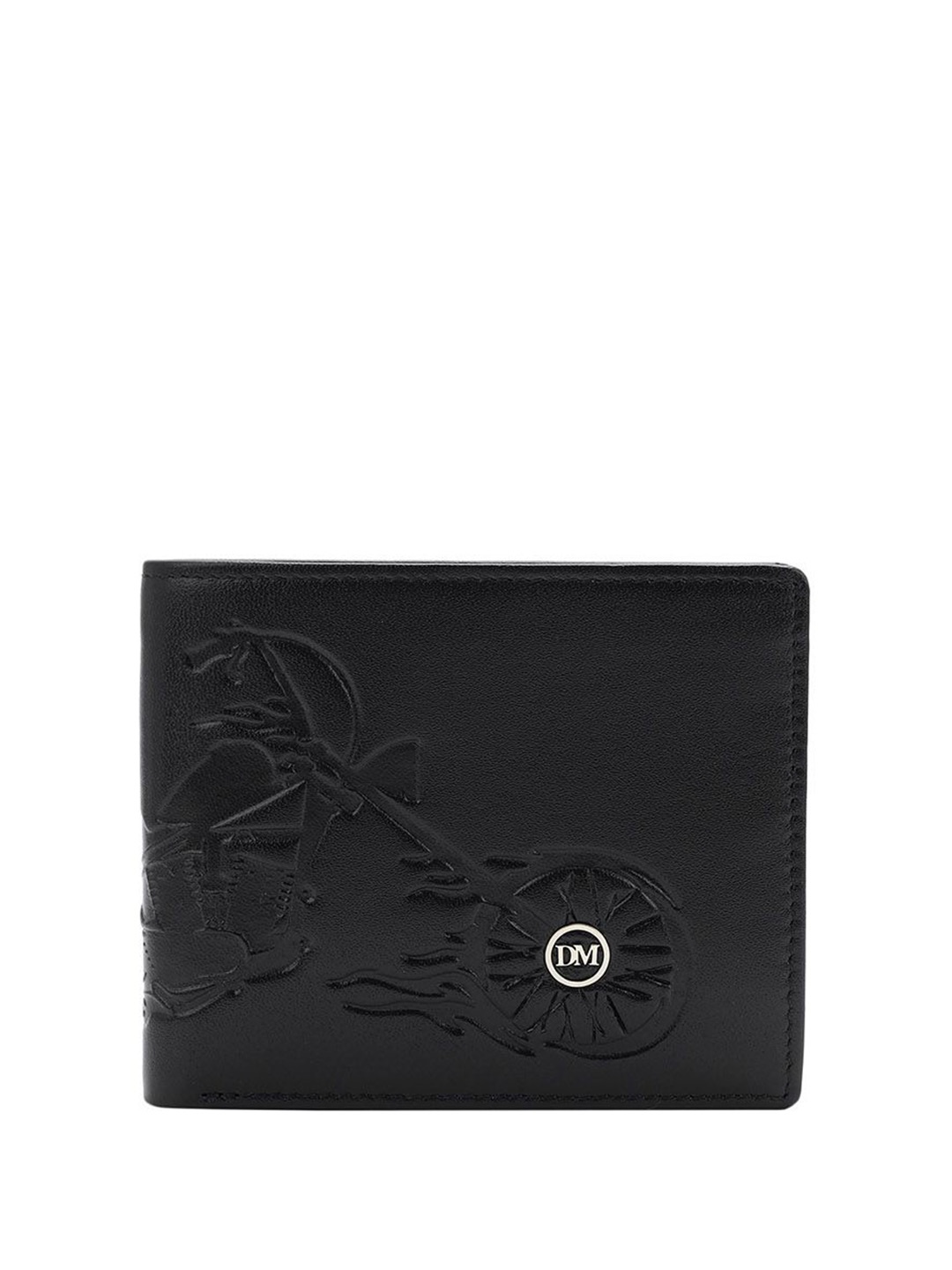 

Da Milano Men Textured Brand Logo Leather Two Fold Wallet, Black