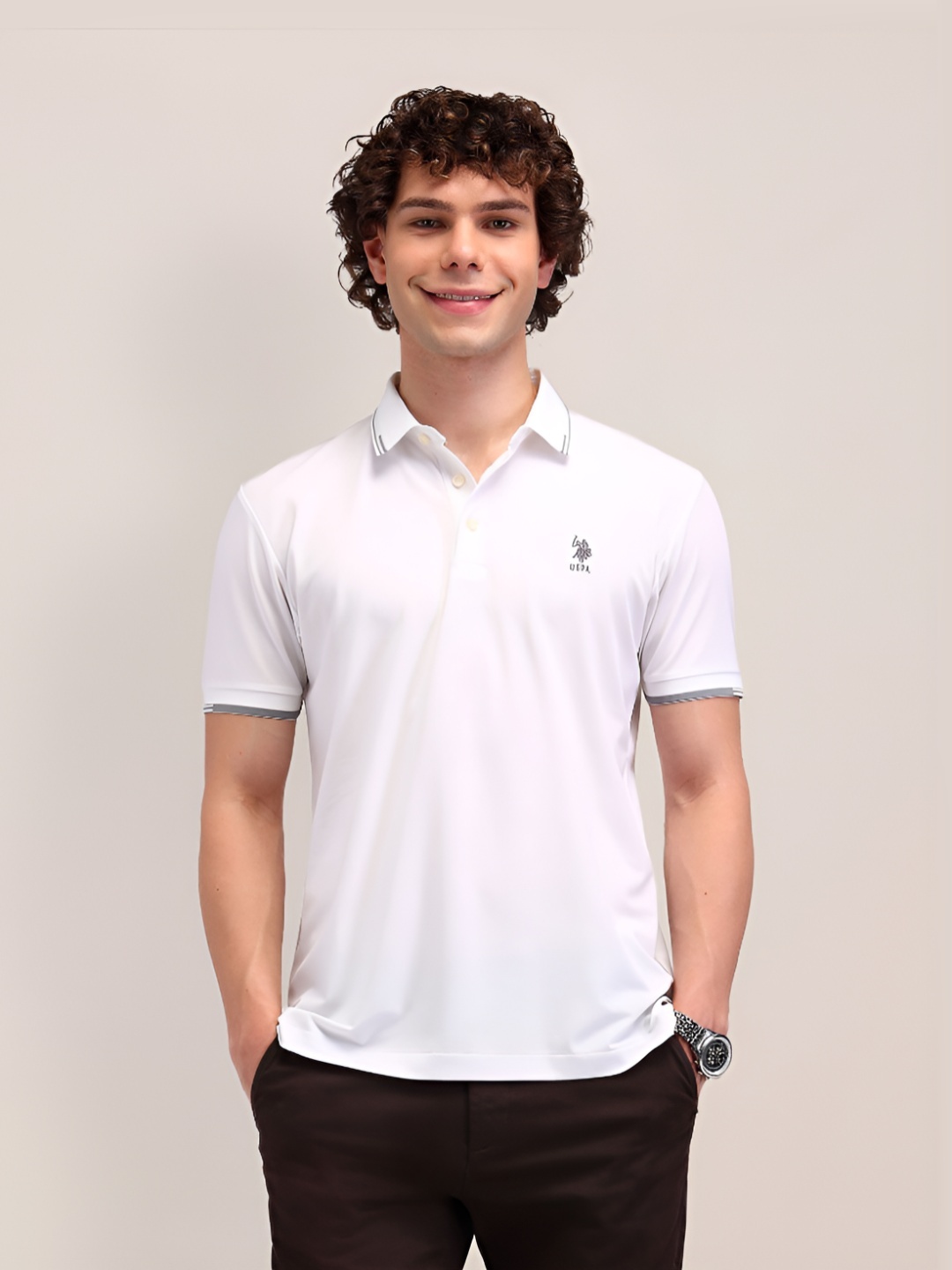 

U.S. Polo Assn. Men Polo Collar T-shirt, White